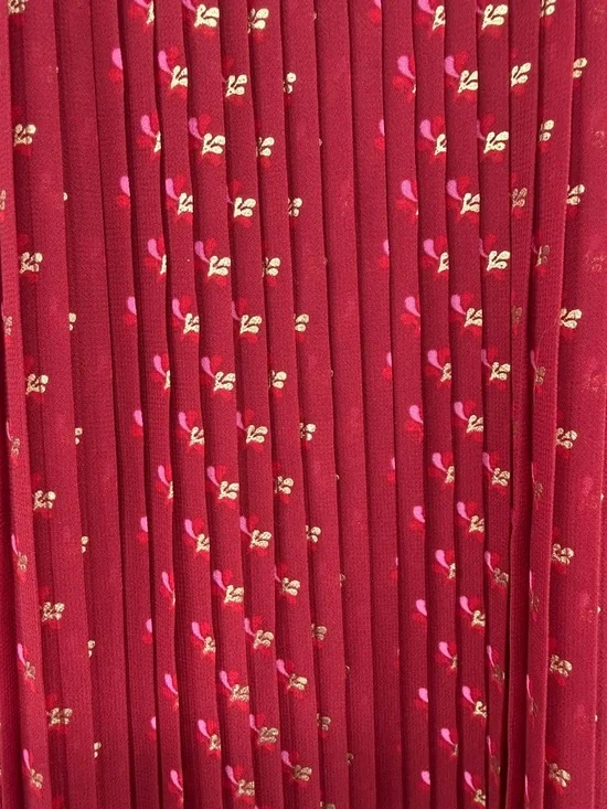 Vineyard Vines Girl's Pleated Long Sleeve Dress - Red/Gold - Large - Picture 5 of 10